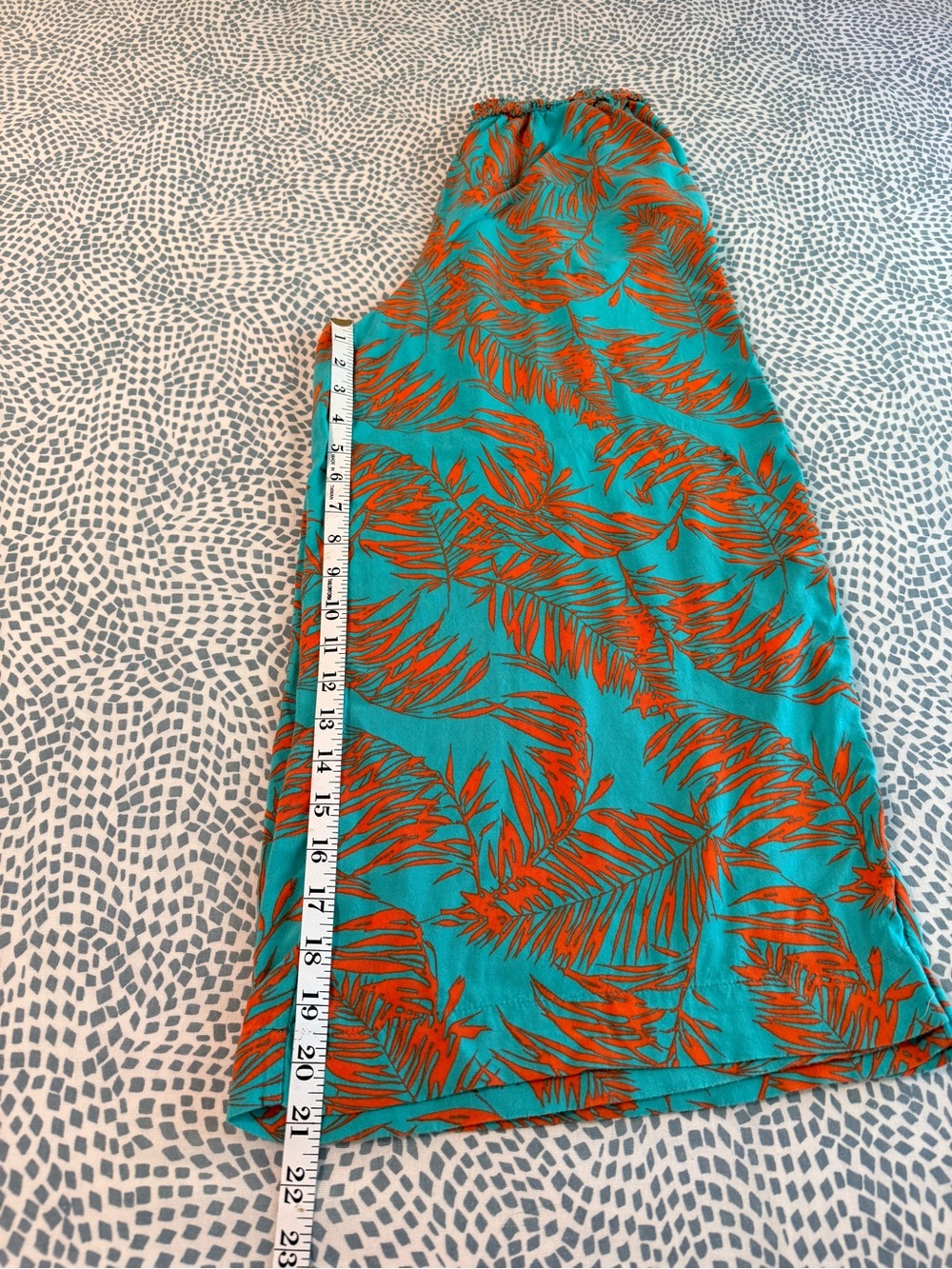 Jessica Simpson Teal Orange Tropical Print Wide Leg Cropped Pants Medium - Picture 7 of 9